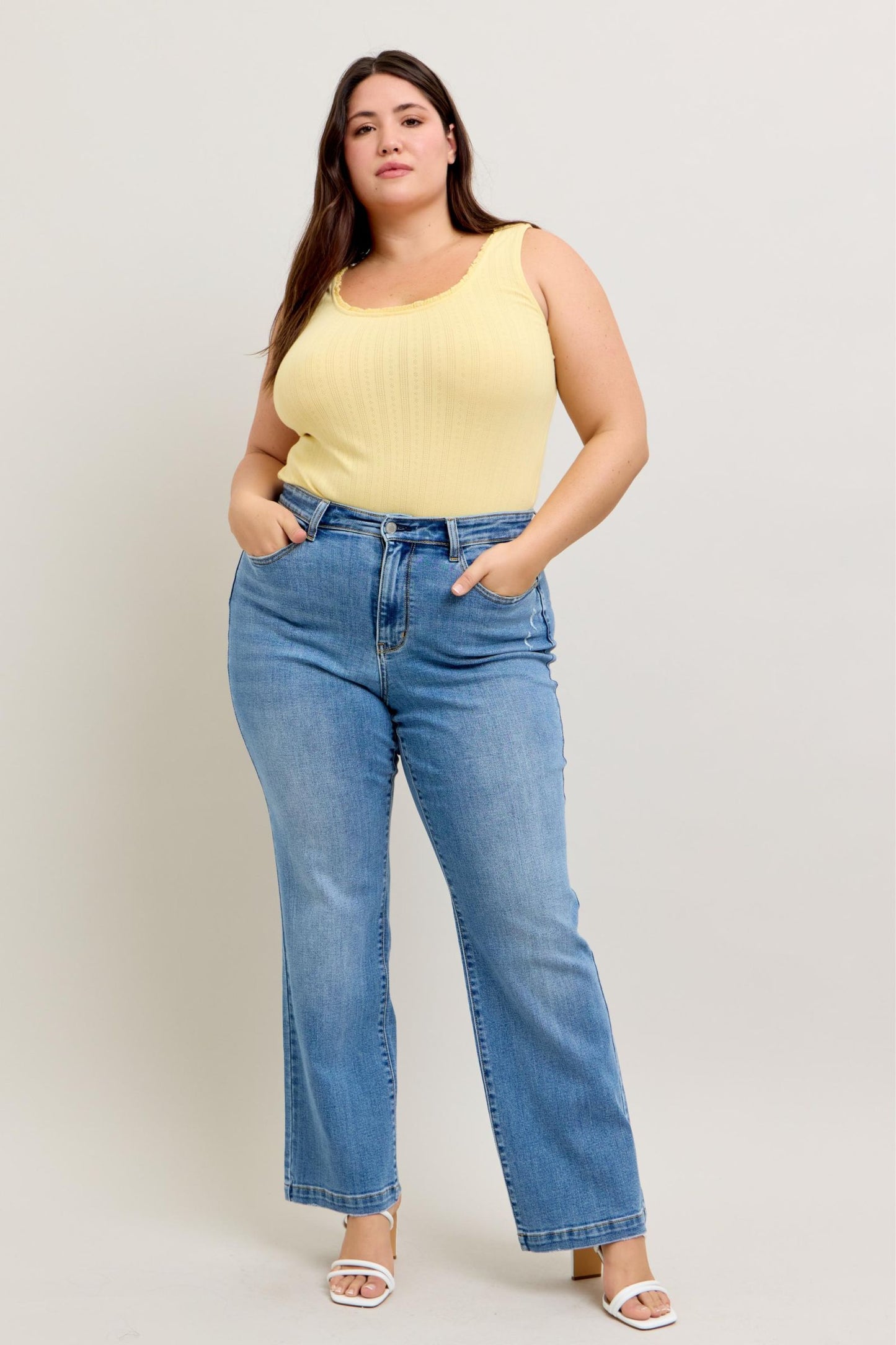 Clover High Rise Trouser Non distressed by Judy Blue