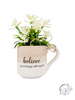Ceramic Mug with Faux Flower - Enouraging Words