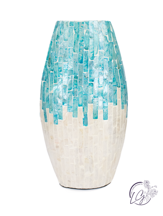 Blue & White Capiz Vase