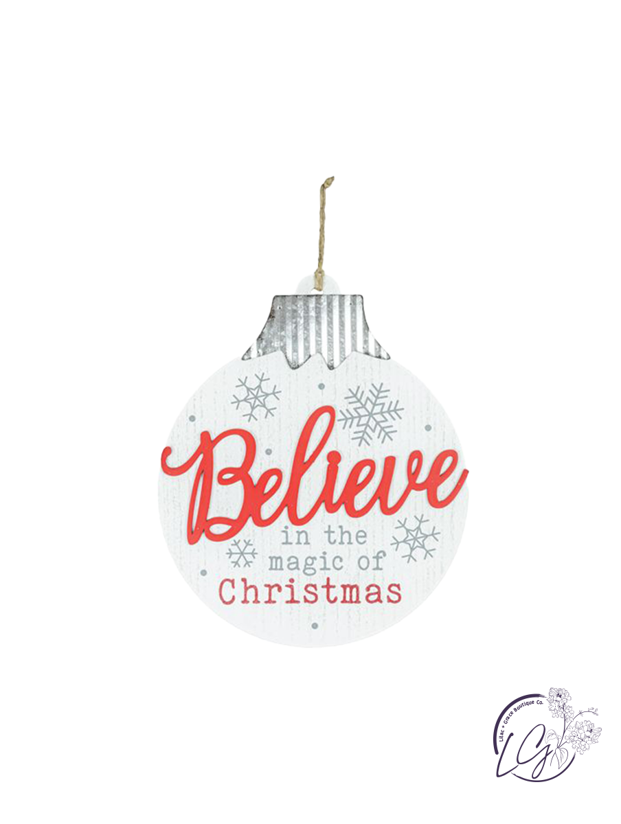 Believe And Merry Wooden Ornament Hanger