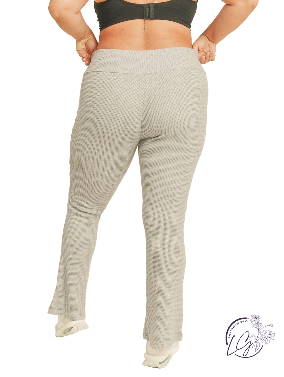 Curvy Soft Brushed Waffle Knit Flare Pants