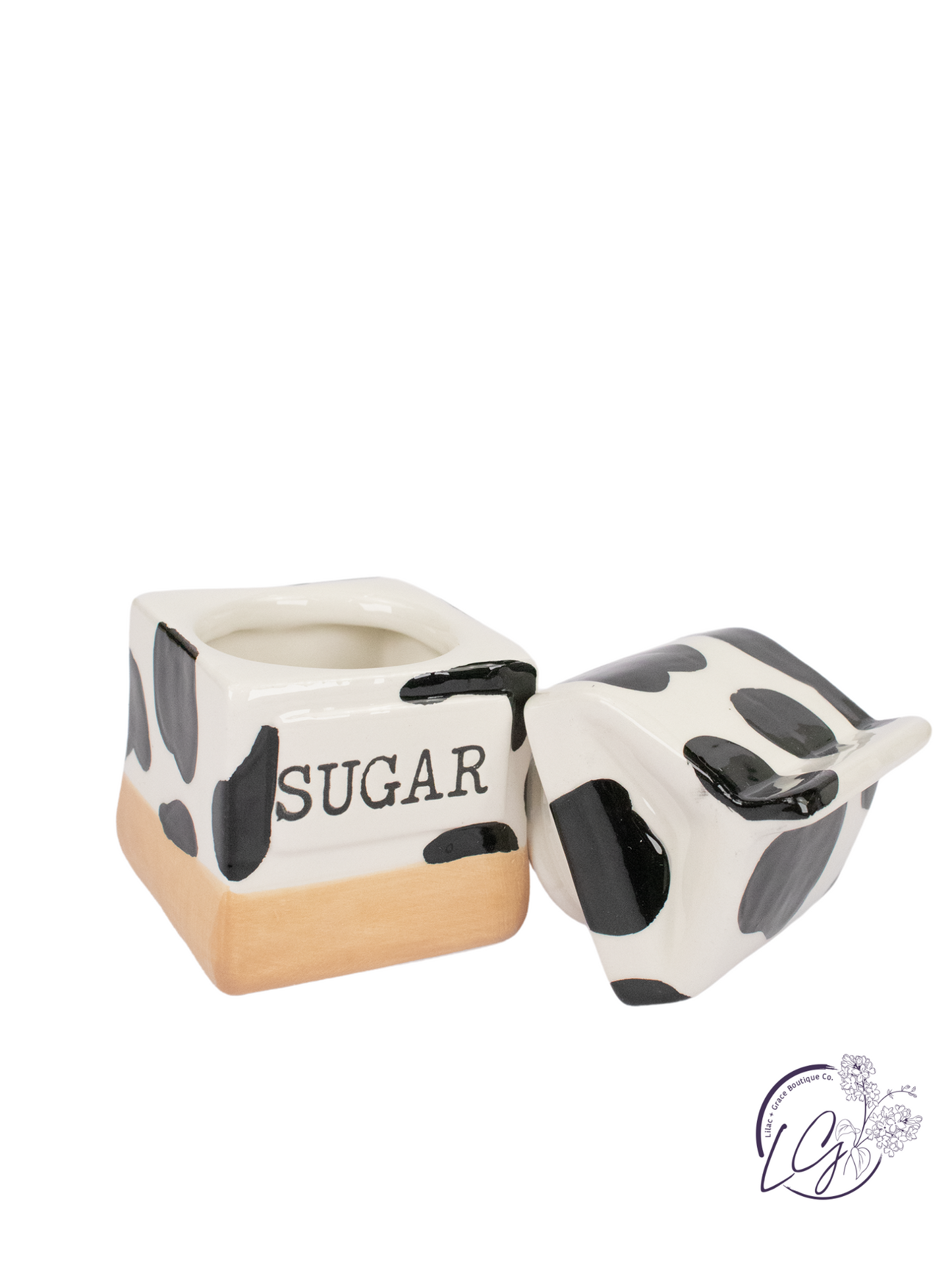 Ceramic Cow Cream & Sugar Jar Set