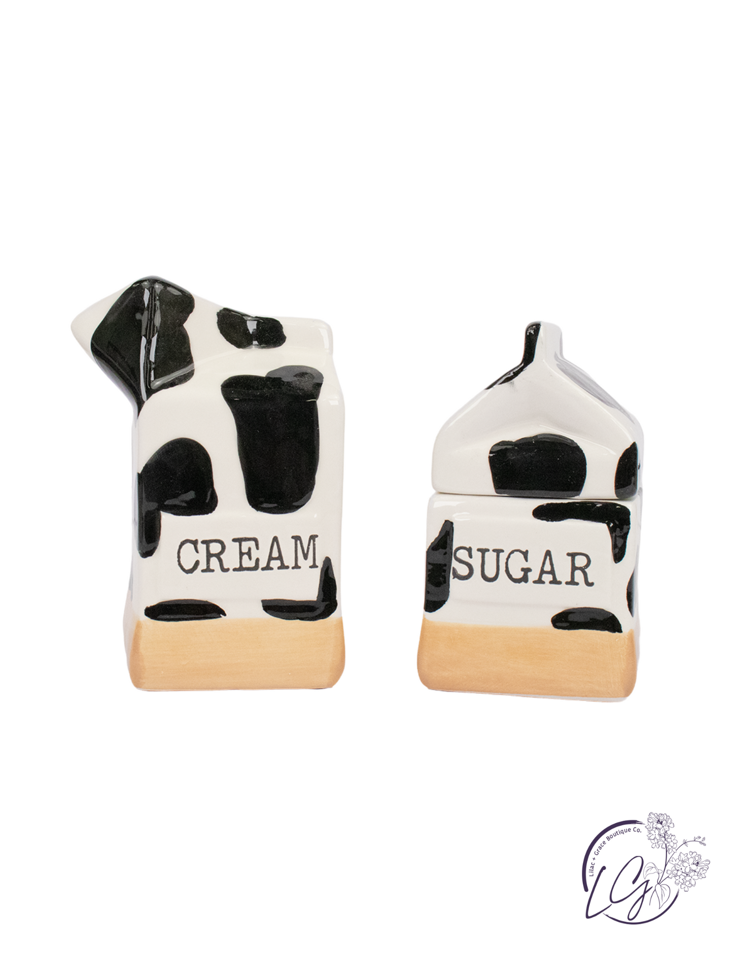 Ceramic Cow Cream & Sugar Jar Set