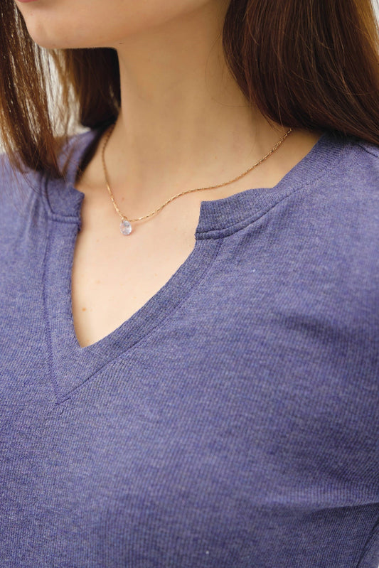 Notched Ribbed Long Sleeve