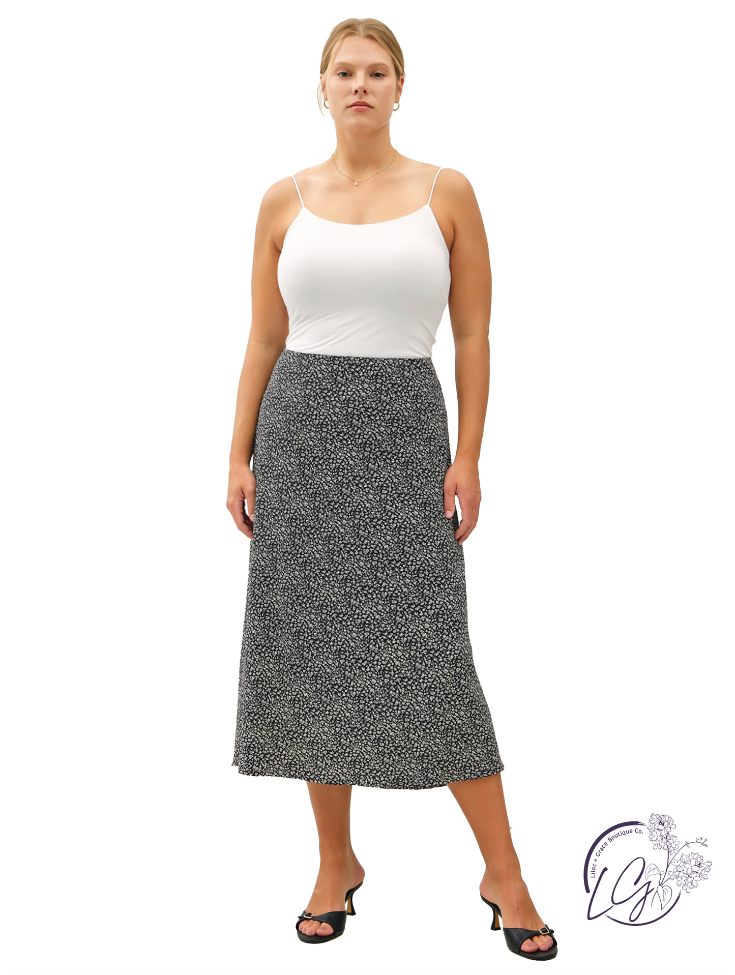 Curvy Efflorescing Comfort Midi Skirt