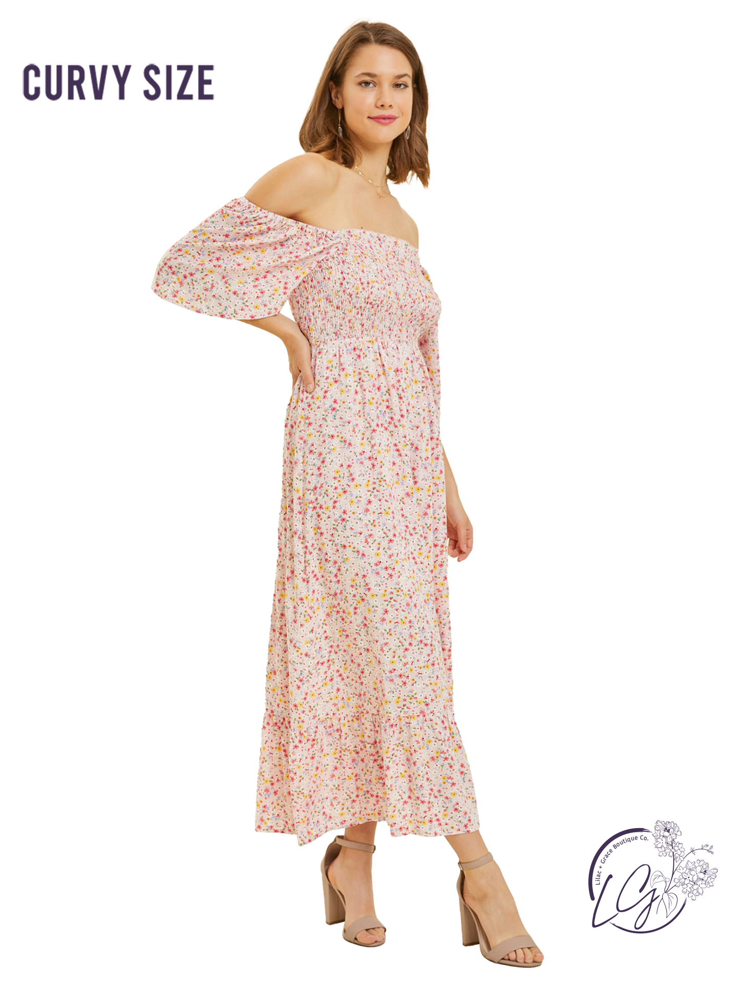 Curvy Blooming Picnic Midi Dress