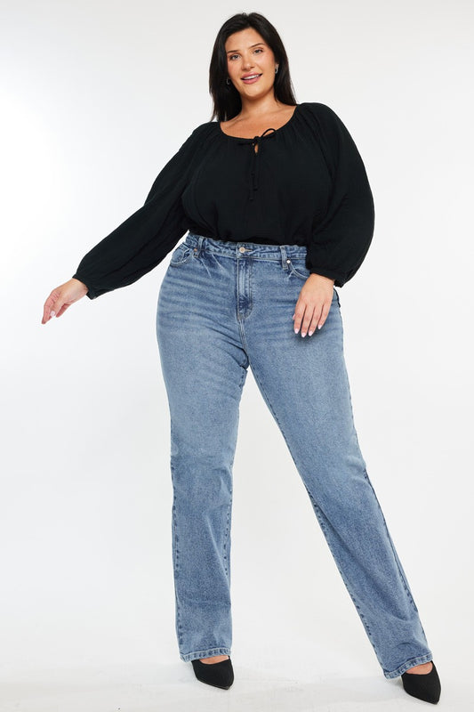 Curvy Nova High Rise Straight Jeans by Kan Can