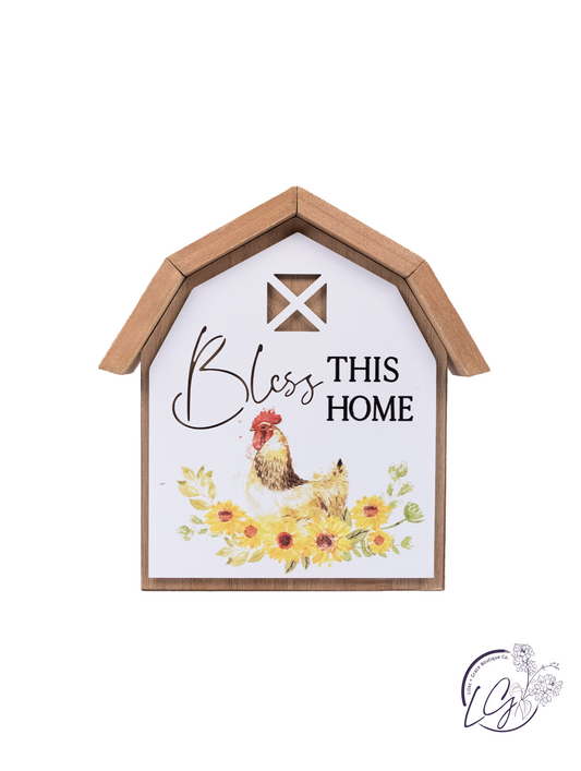 Wood Barn Shaped Tabletop Country Sign