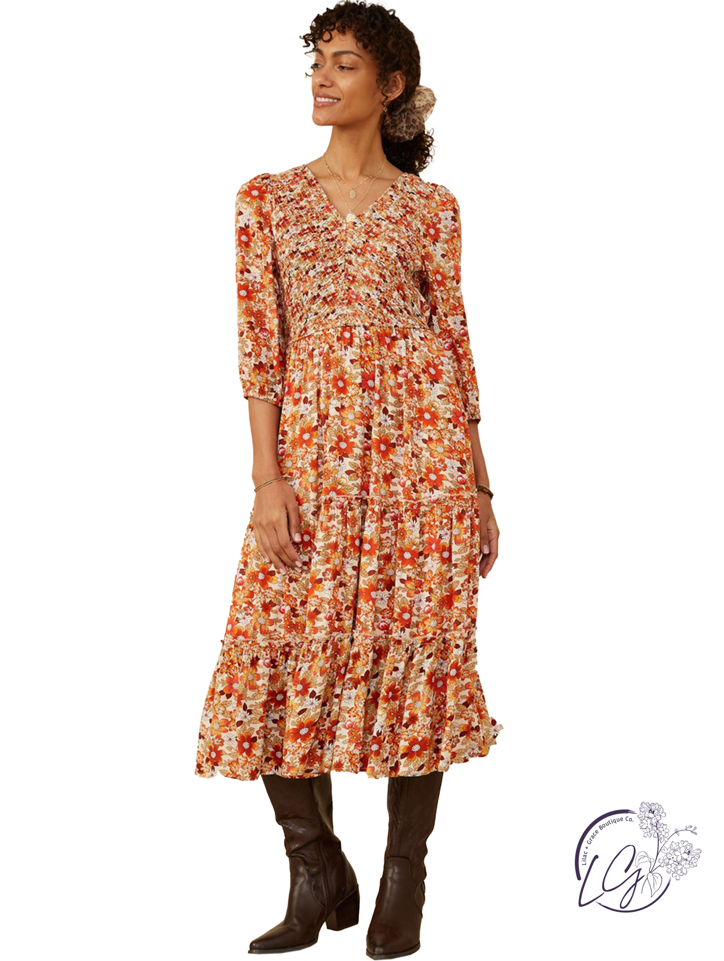 Warm Glance Floral Dress