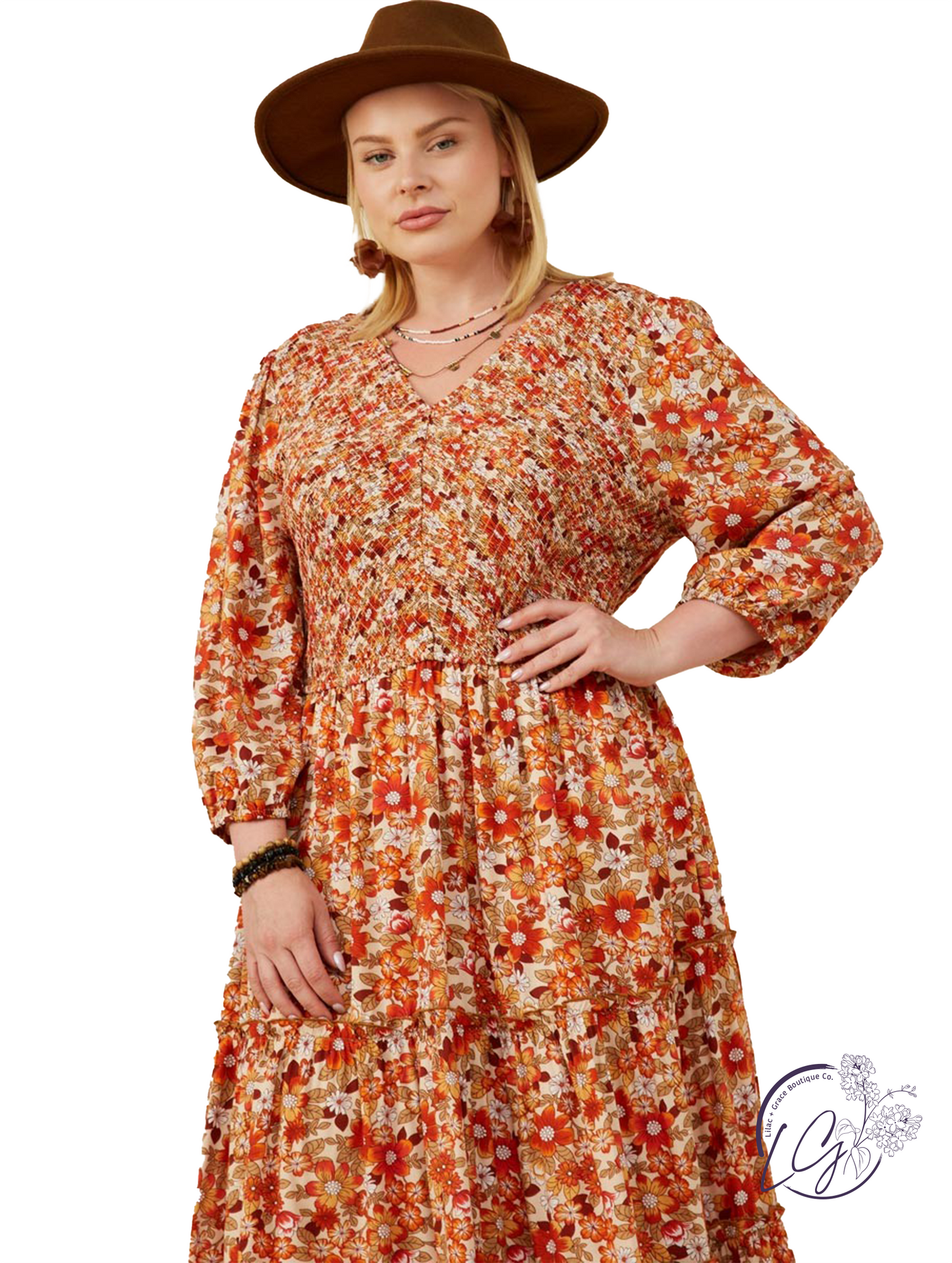 Curvy Warm Glance Floral Dress