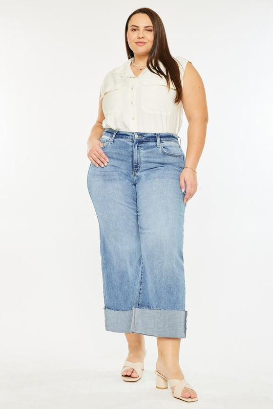 Curvy Juniper High Rise Wide Leg Jeans by Kan Can