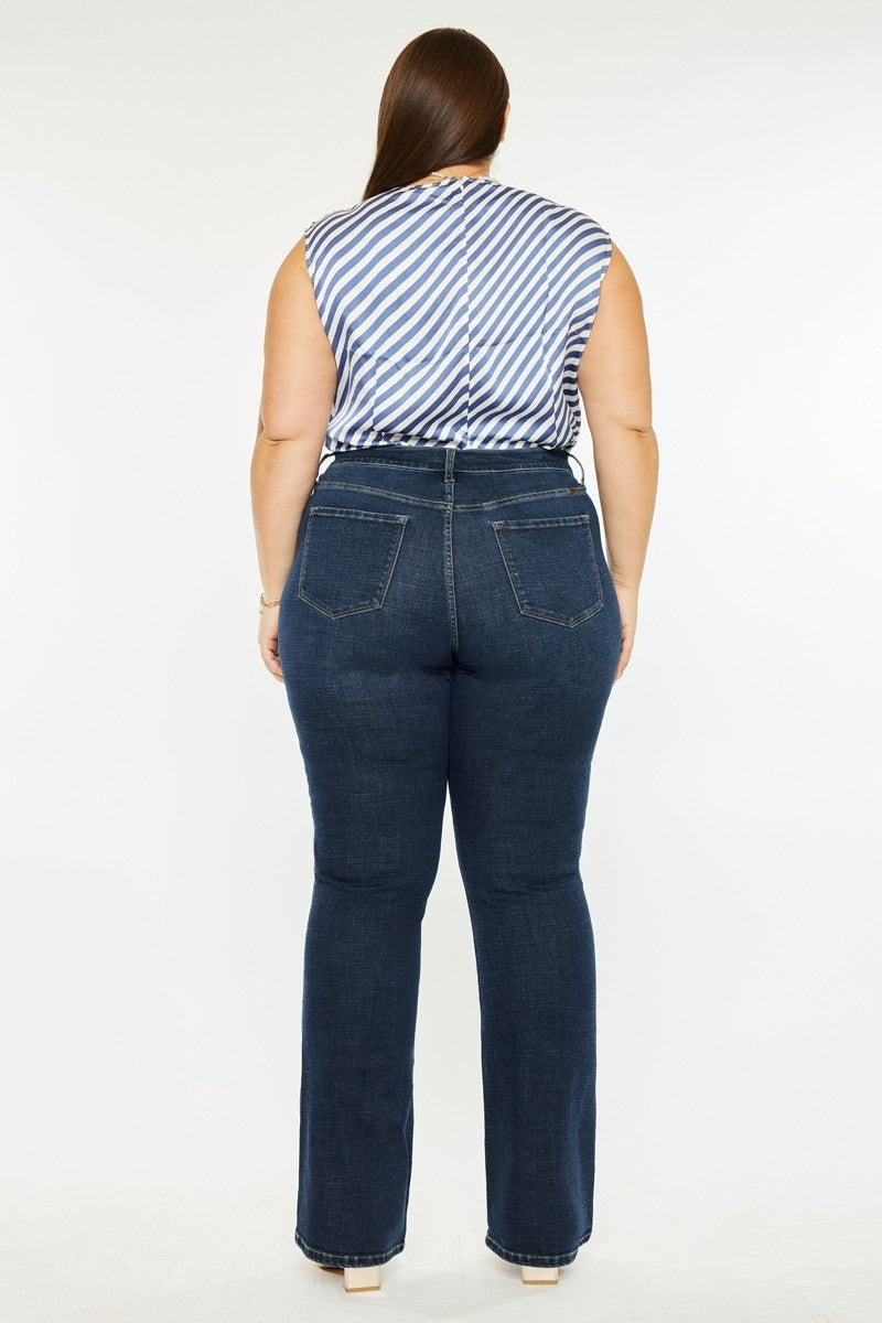 Curvy Violet High Rise Bootcut Jeans by Kan Can