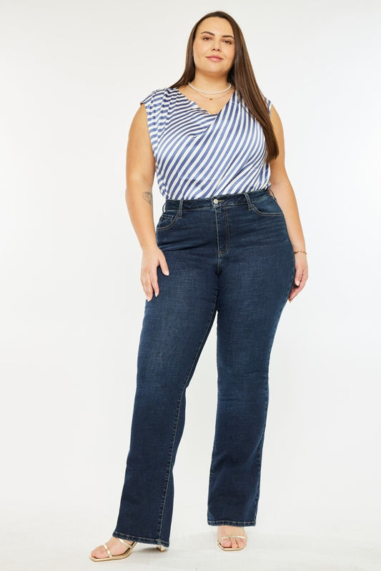 Curvy Violet High Rise Bootcut Jeans by Kan Can