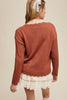 Autumn Bloom Floral Embroidered Cable Knit Sweater