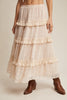Moonlit Lace Embroidered Tiered Maxi Skirt