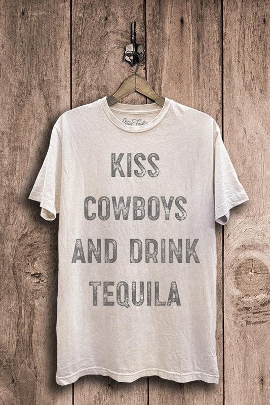 Curvy Kiss Cowboys And Drink Tequila Graphic Top