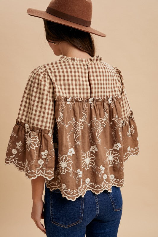 Harvest Lace Gingham Top