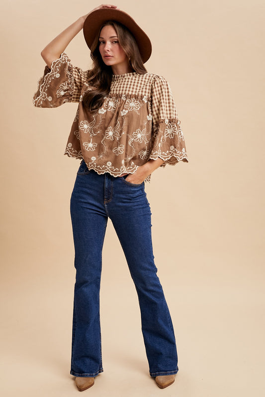 Harvest Lace Gingham Top