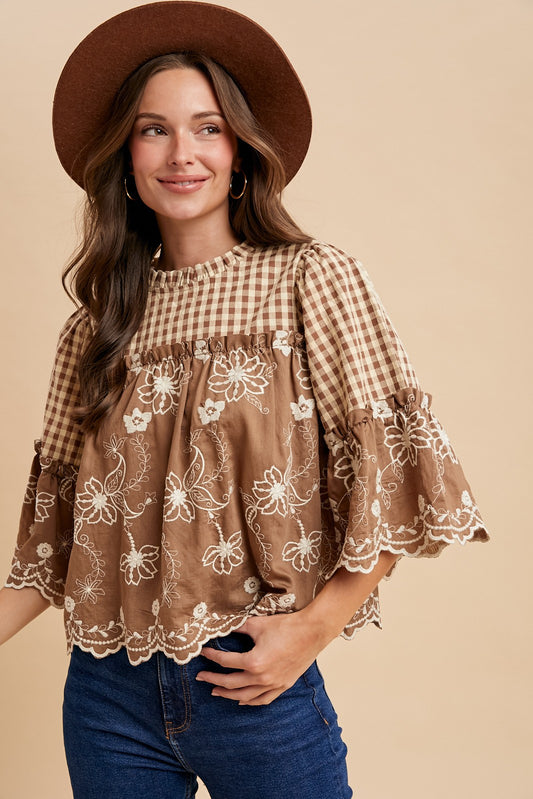 Harvest Lace Gingham Top