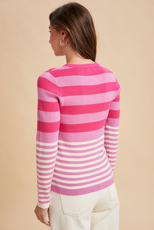 Sugar Stripe Ribbed Knit Top