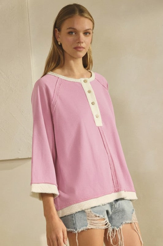 Seabreeze Raglan Henley Top