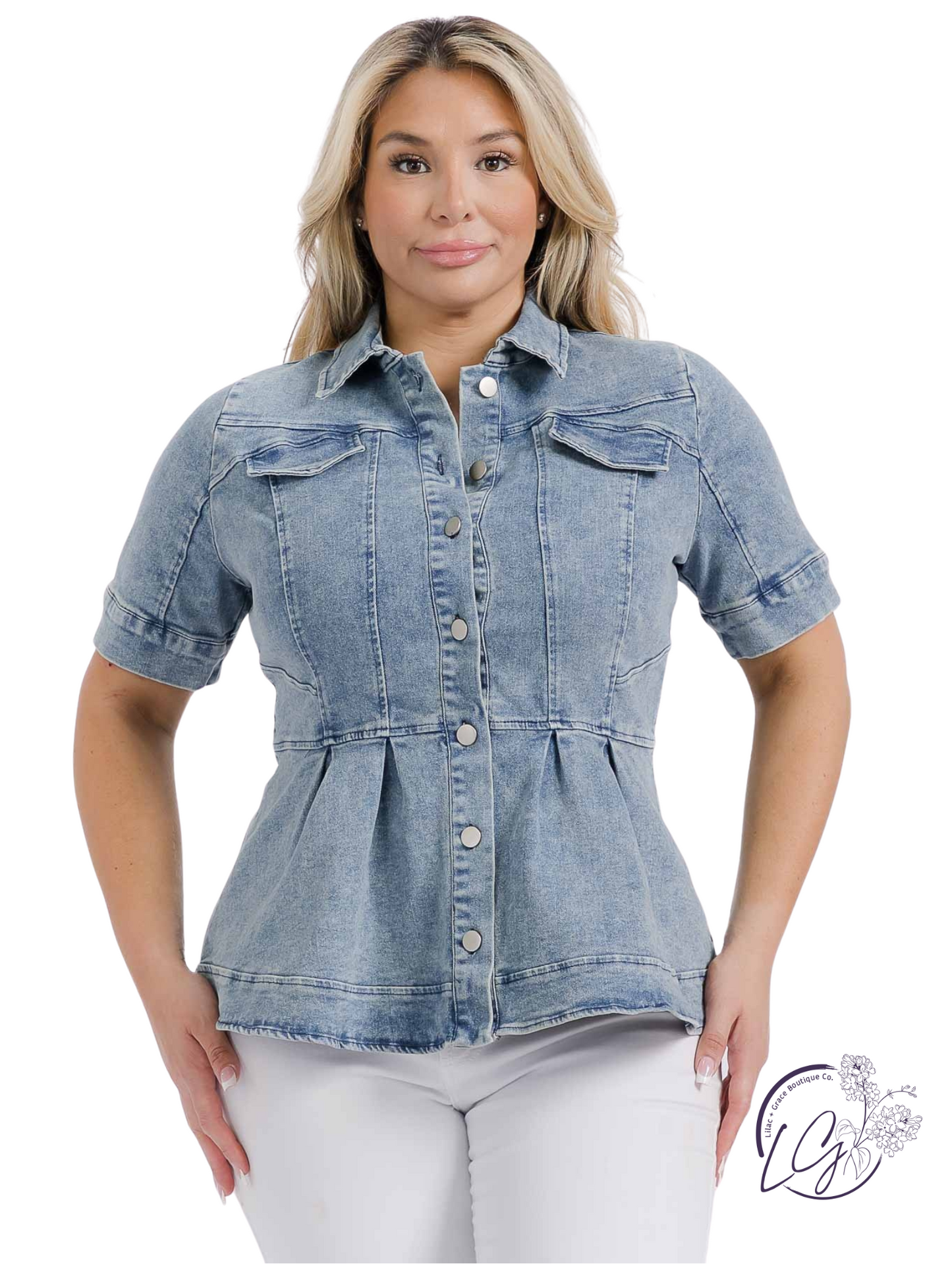 Curvy On My Time Button Down