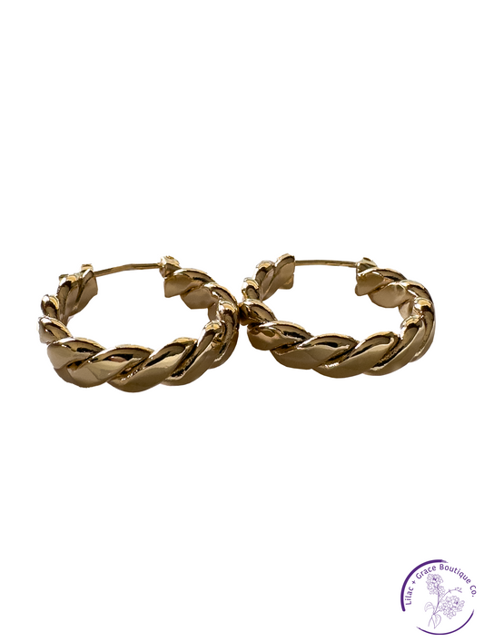 Small Braided Gold Hoops