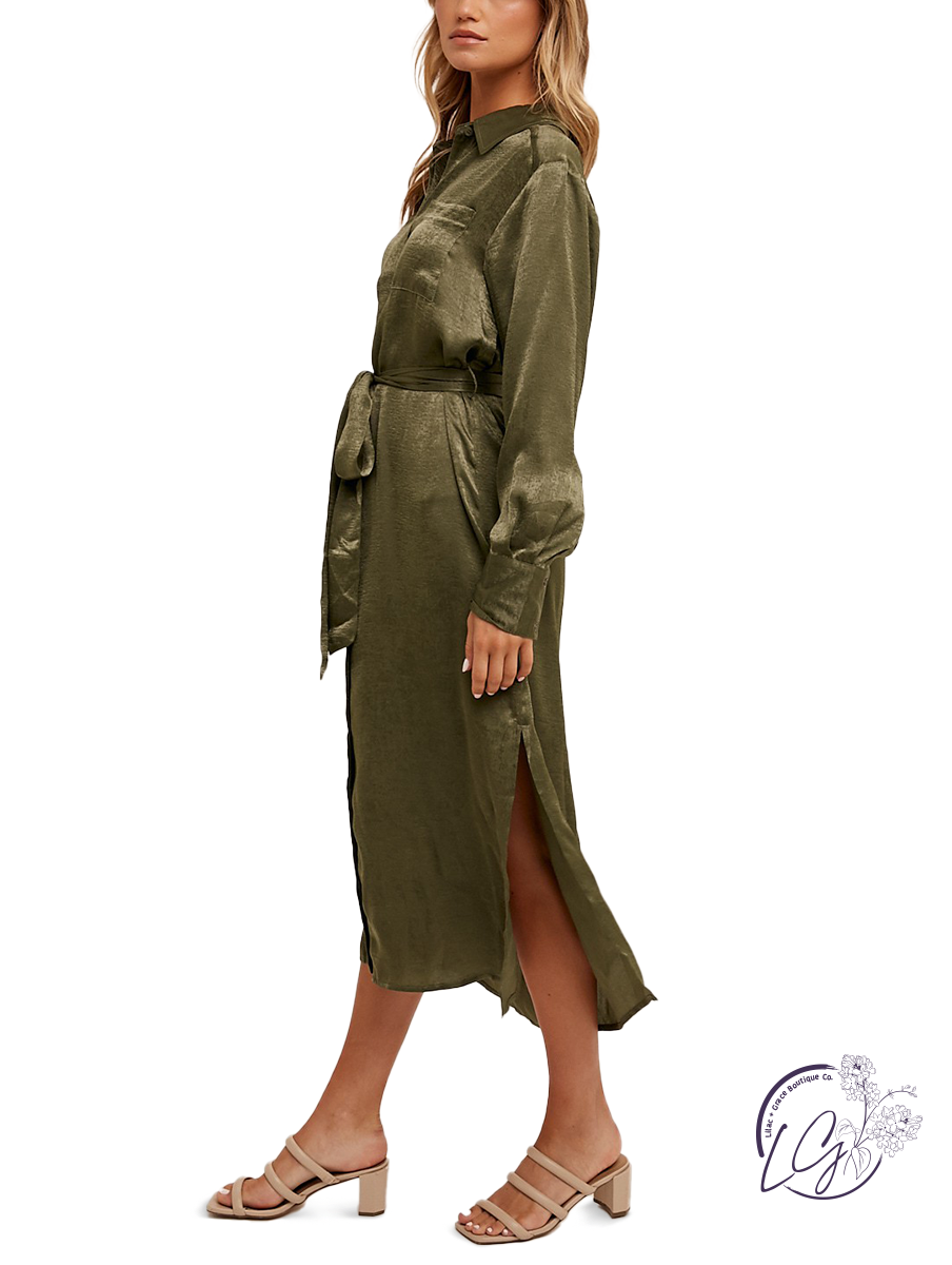 Regal Olive Maxi Dress