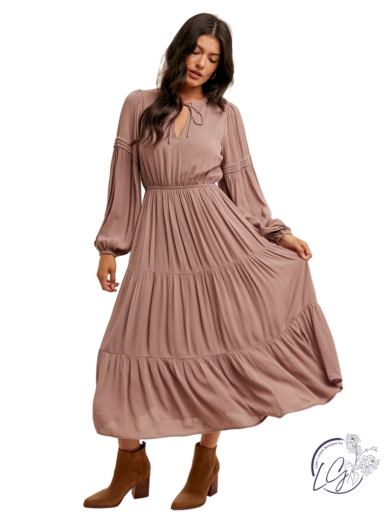 Gypsy Heart Midi Dress Dark Lavender / Large Gypsy Heart Midi Dress Dark Lavender / Large