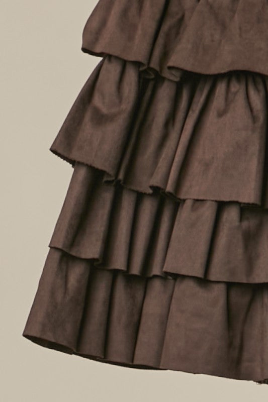 Brown Sugar Ruffle Mini Skirt