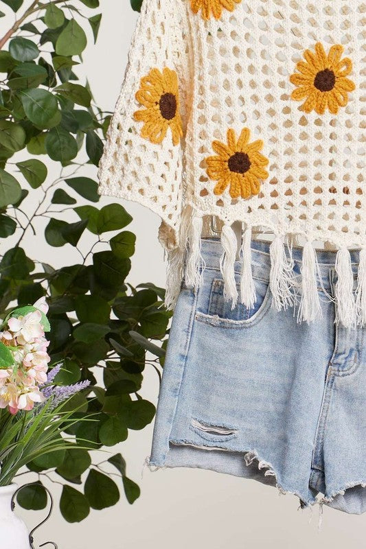 Sunflower Serenade Fringe Top
