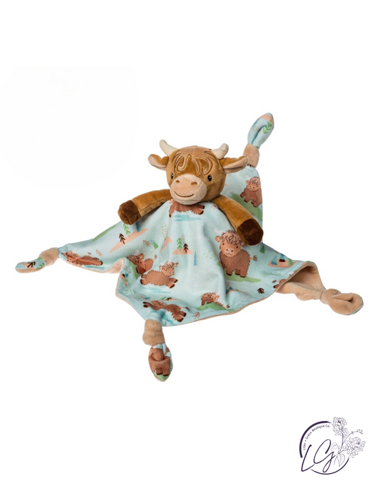 Hetty Highland Cow Character Blanket – 13×13″