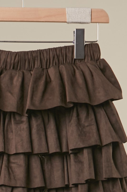 Brown Sugar Ruffle Mini Skirt