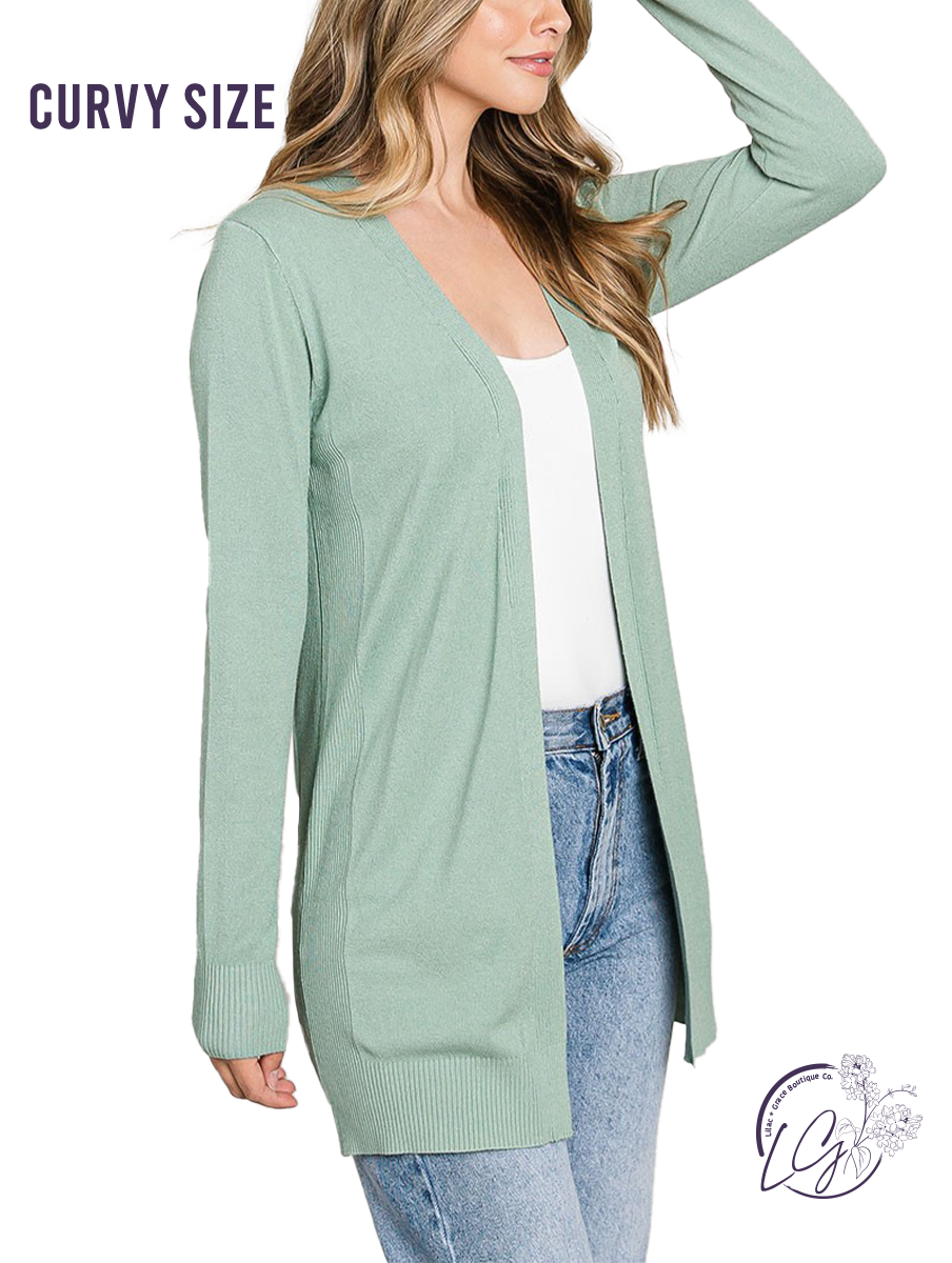 Curvy Breathable Open Front Cardigan