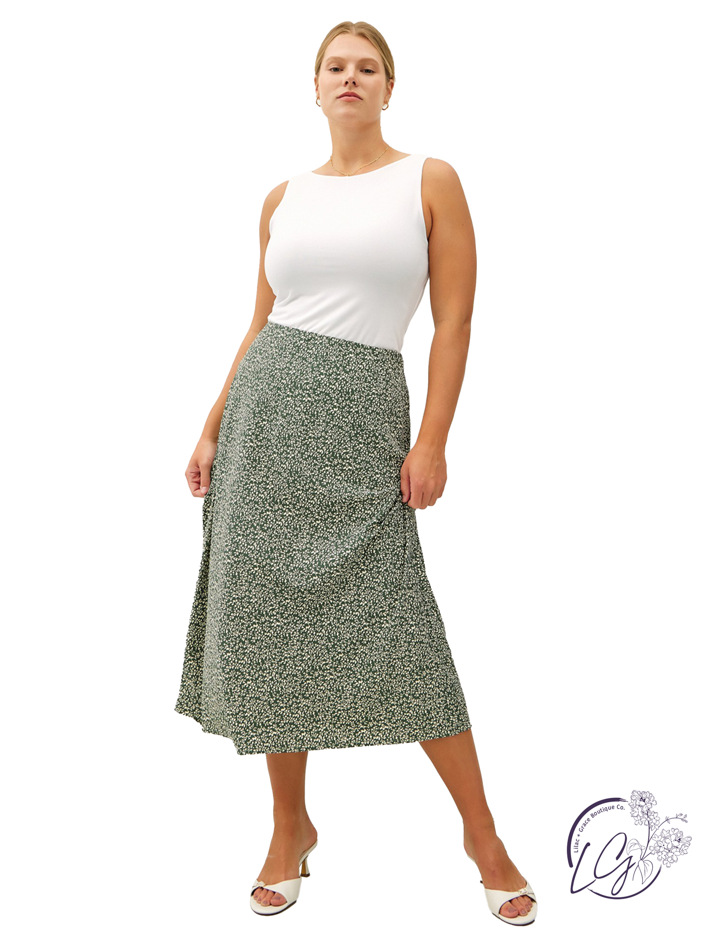 Curvy Efflorescing Comfort Midi Skirt