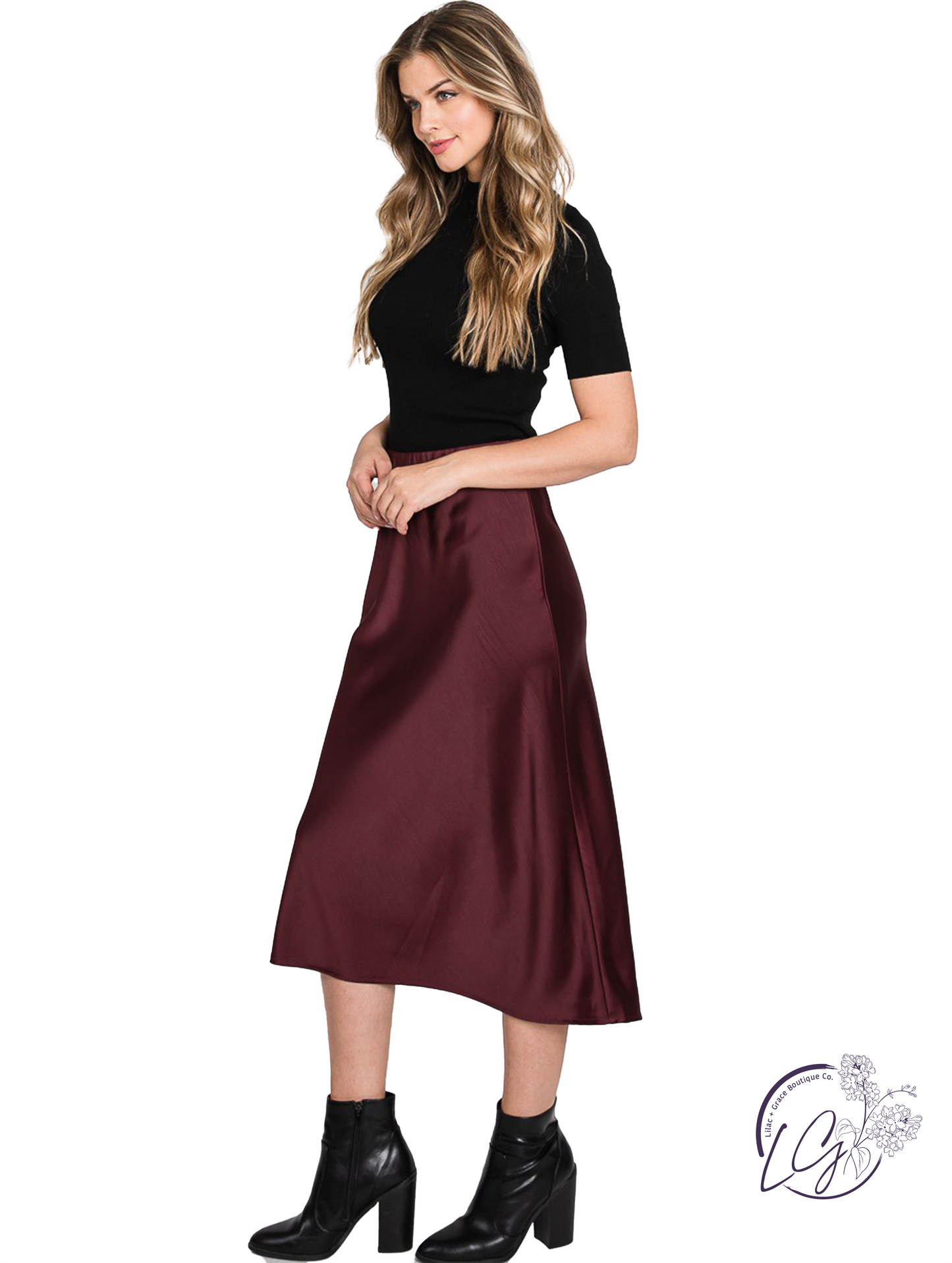 Say Yes Soon Satin Midi Skirt