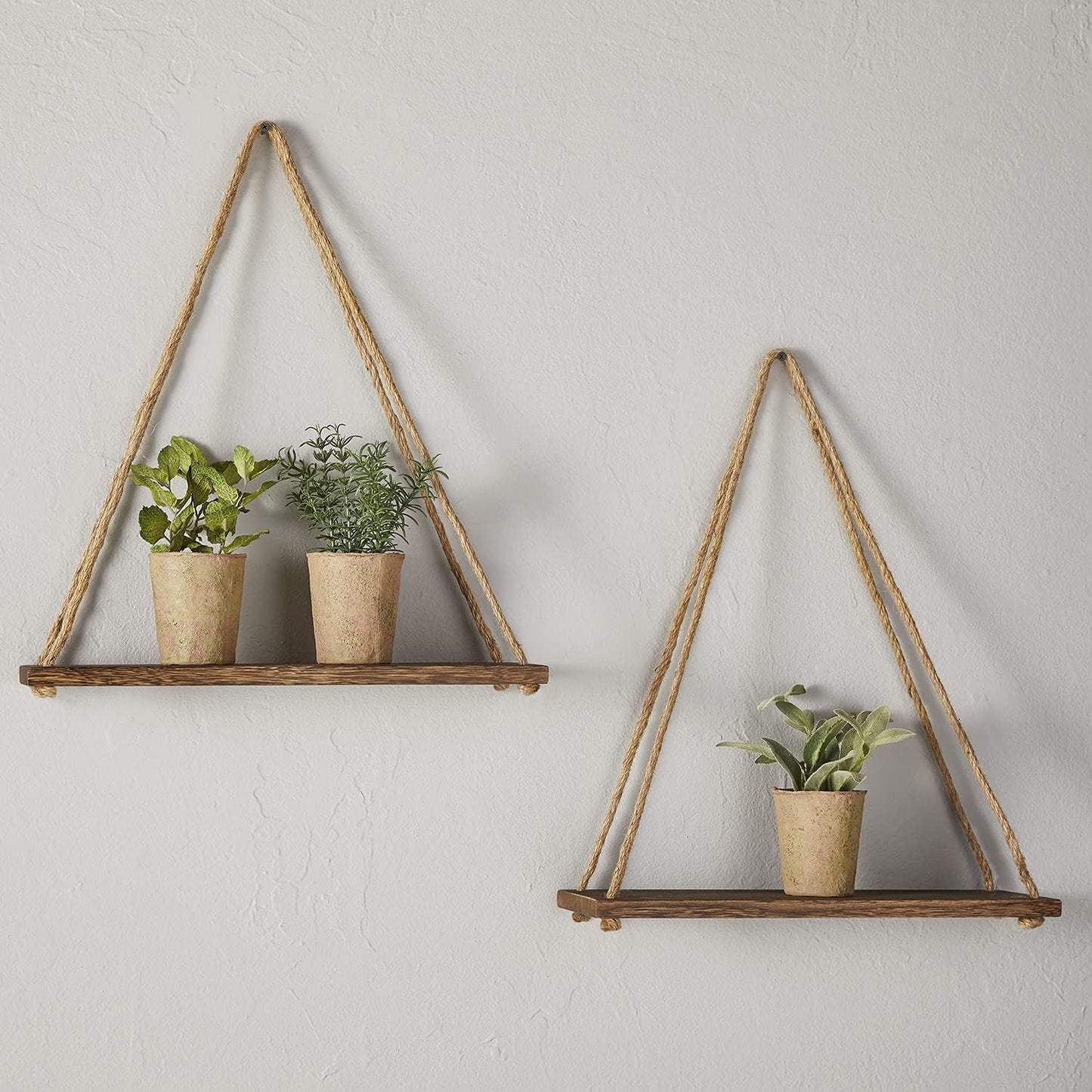 Wooden Triangular Wall Shelf  Natural/Jute