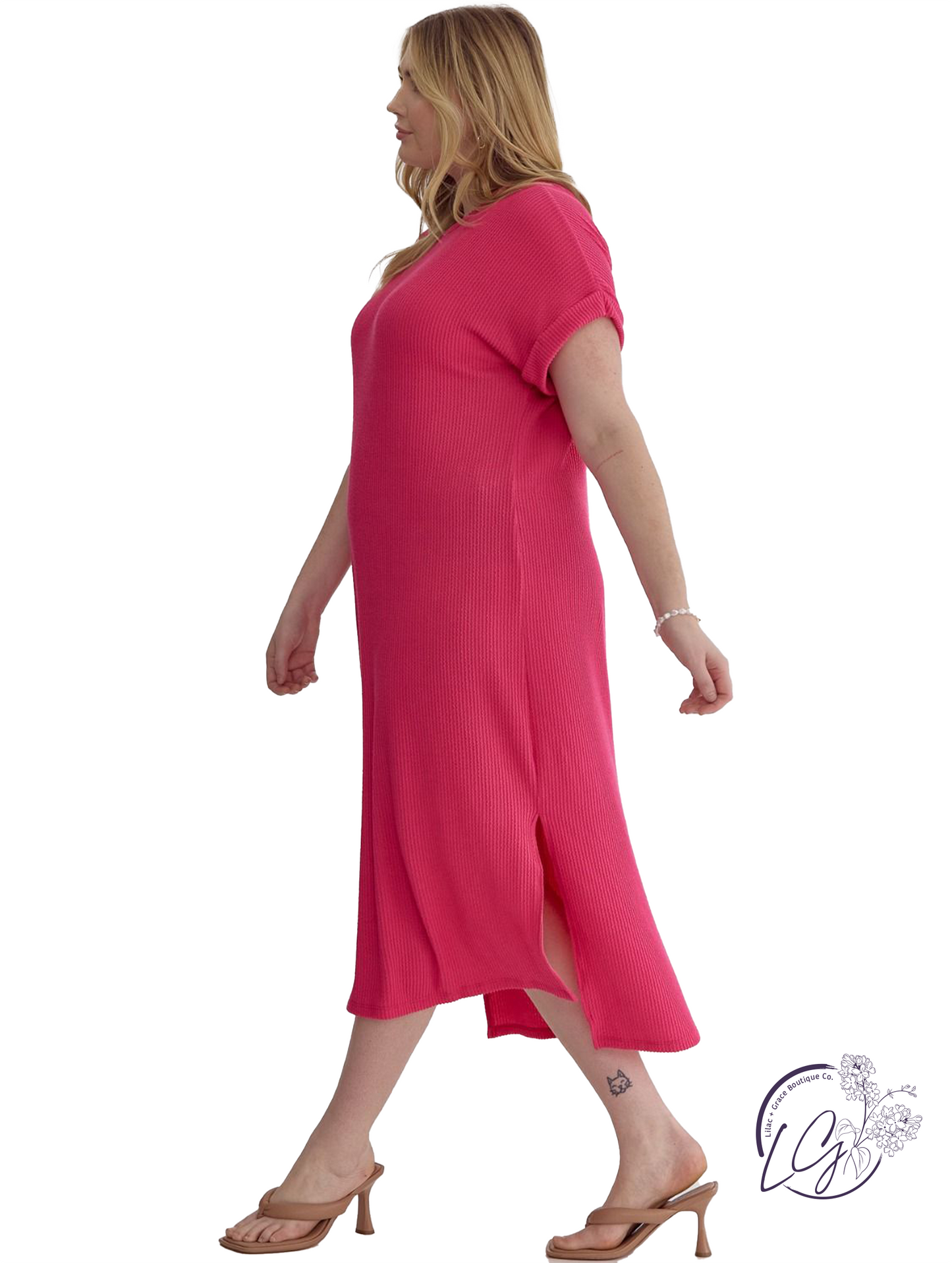 Curvy Lineshift Side-Slit Midi Dress