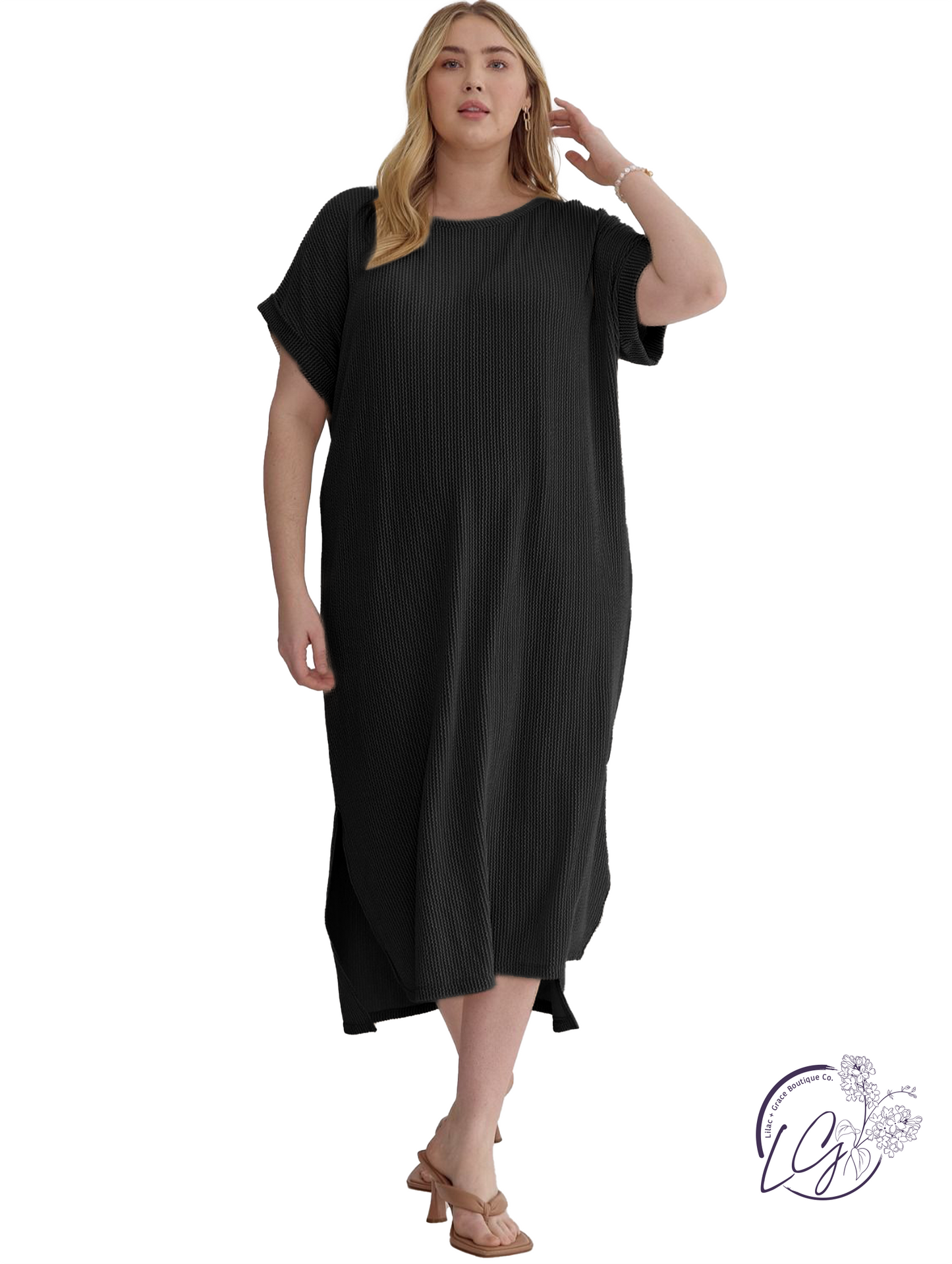 Curvy Lineshift Side-Slit Midi Dress