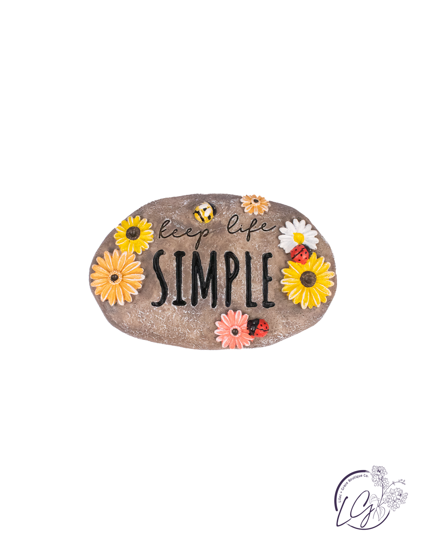 Small Resin Garden Flower Message Stone