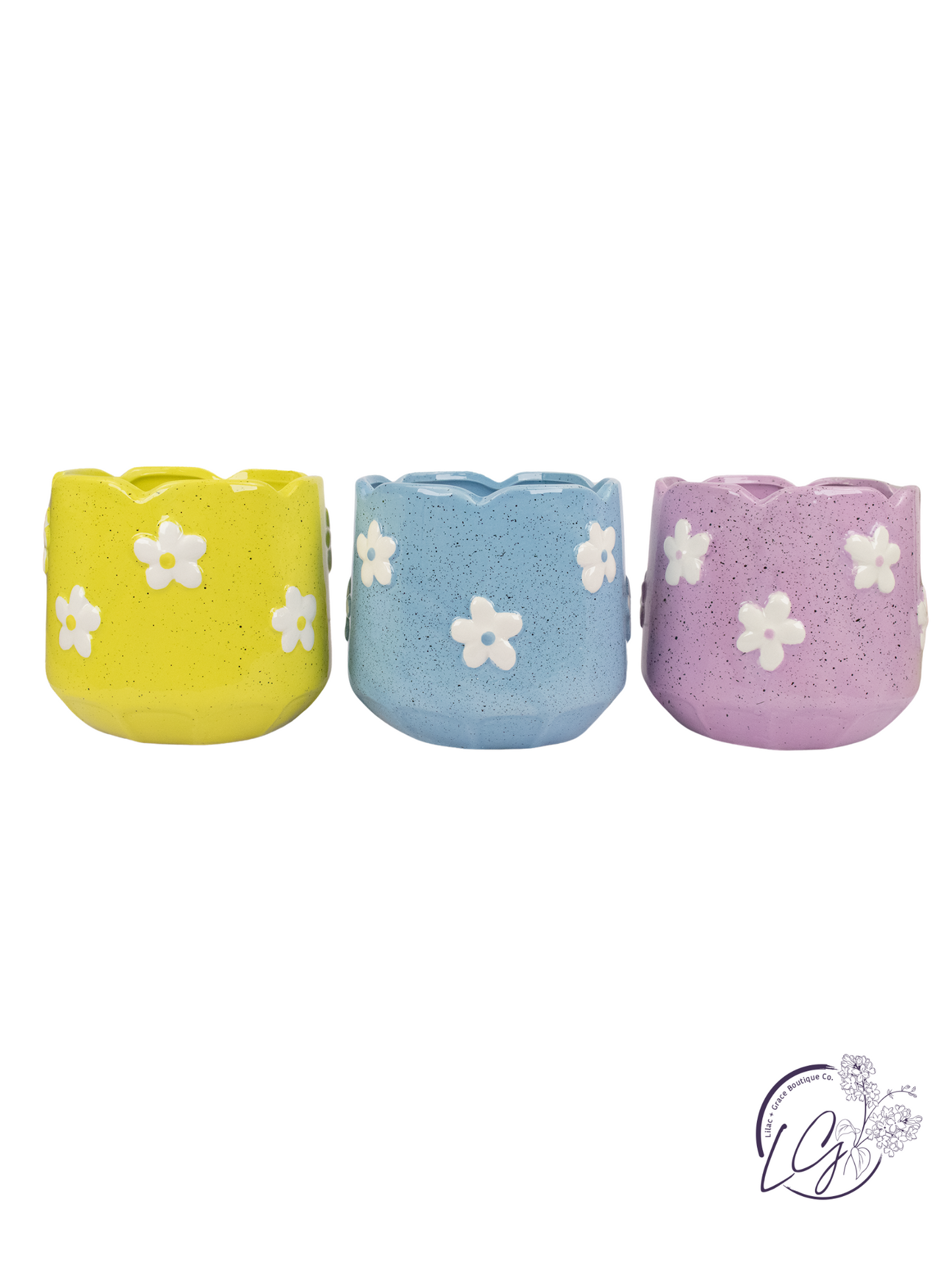 Petalware Ceramic Floral Planter with Drainage