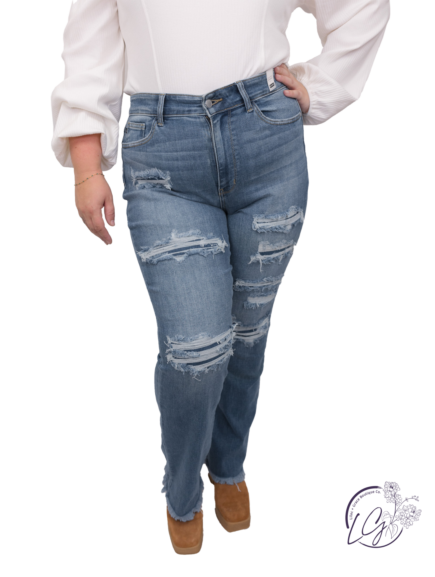 Curvy Winona Patched Bootcut Jean By Judy Blue