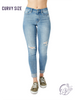 Curvy Gloria Mid Rise Destroy & Cuff Skinny by Judy Blue