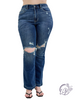 Curvy Pauline Mid Rise Hand Sand & Destroy Bootcut by Judy Blue