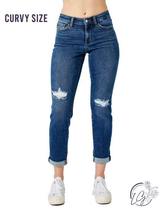 Curvy Mildred Mid Rise Destroy Slim by Judy Blue