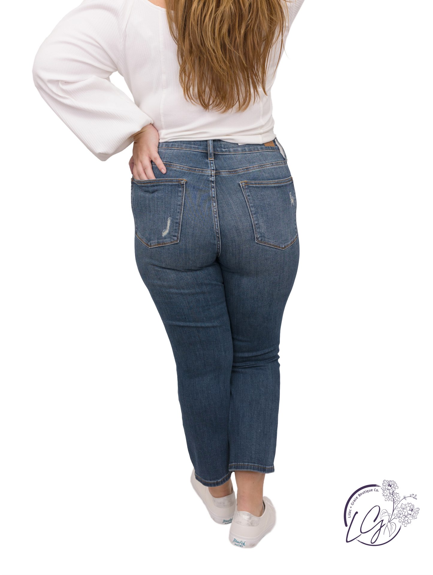 Curvy Lara Mid-Rise Crop Straight Leg Jean By Judy Blue