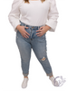 Curvy Denise Knee Destroy & Cuffed Long Boyfriend Jeans By Judy Blue