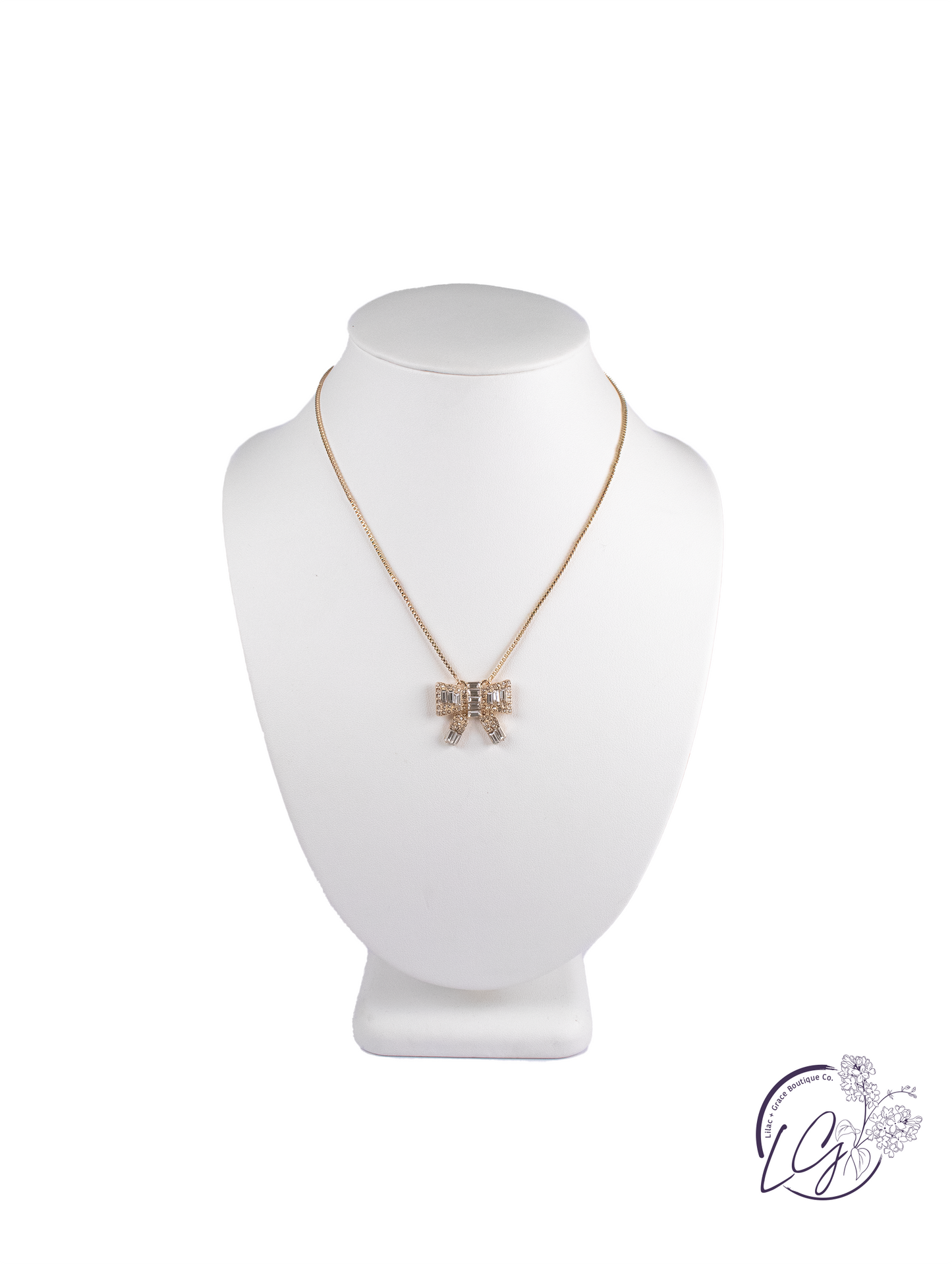 Rhinestone Bow Necklace