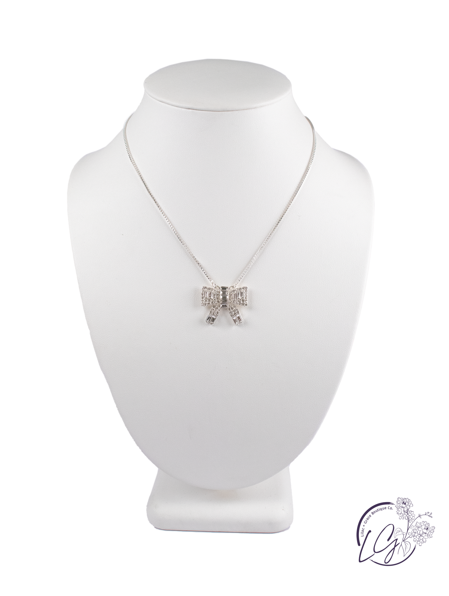 Rhinestone Bow Necklace