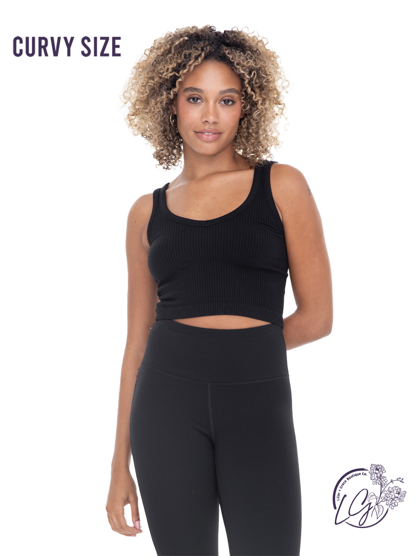 Curvy Ribbed Seamless Cropped Tank Top